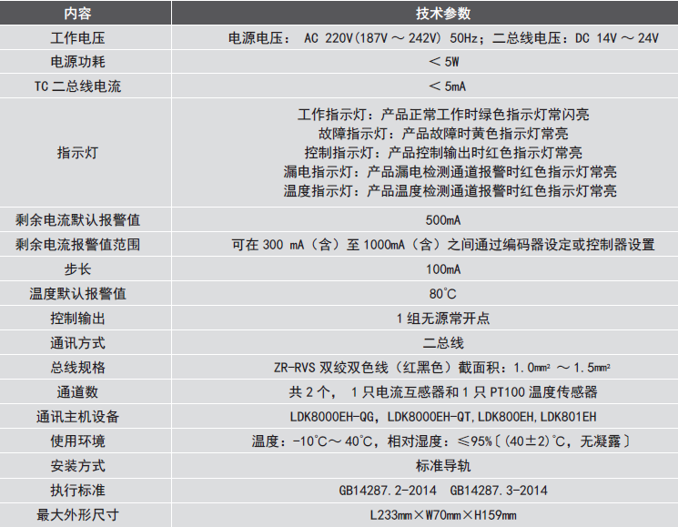 LDT9104EH組合式<a href=http://www.xiaofangw.com/dianqihuozai/ target=_blank class=infotextkey>電氣火災監(jiān)控</a>探測器參數(shù)